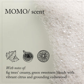 Davines MOMO bottle beside apricots emphasizing natural apricot extract nourishment