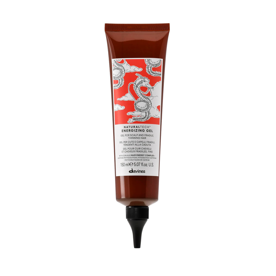 Davines energizing gel front packaging showing bottle and label benefit