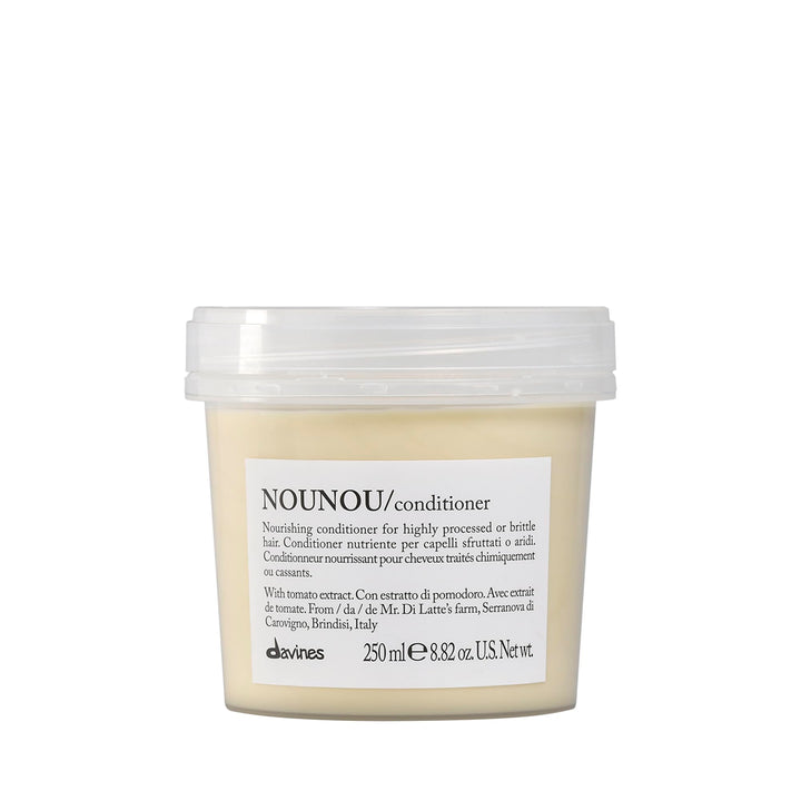 Davines NOUNOU front bottle shows packaging and restores moisture