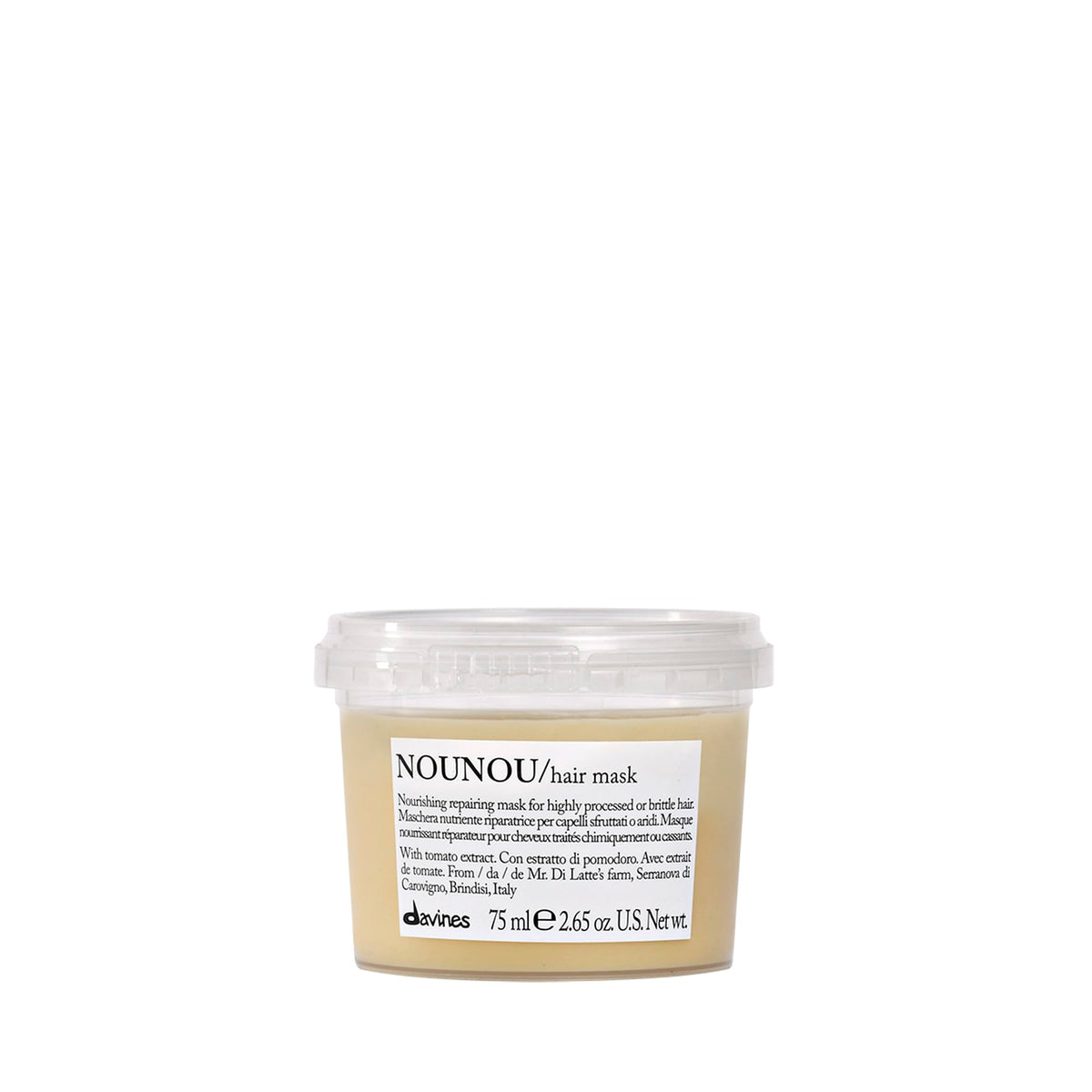 Davines NOUNOU front packaging showing compact travel jar and brand