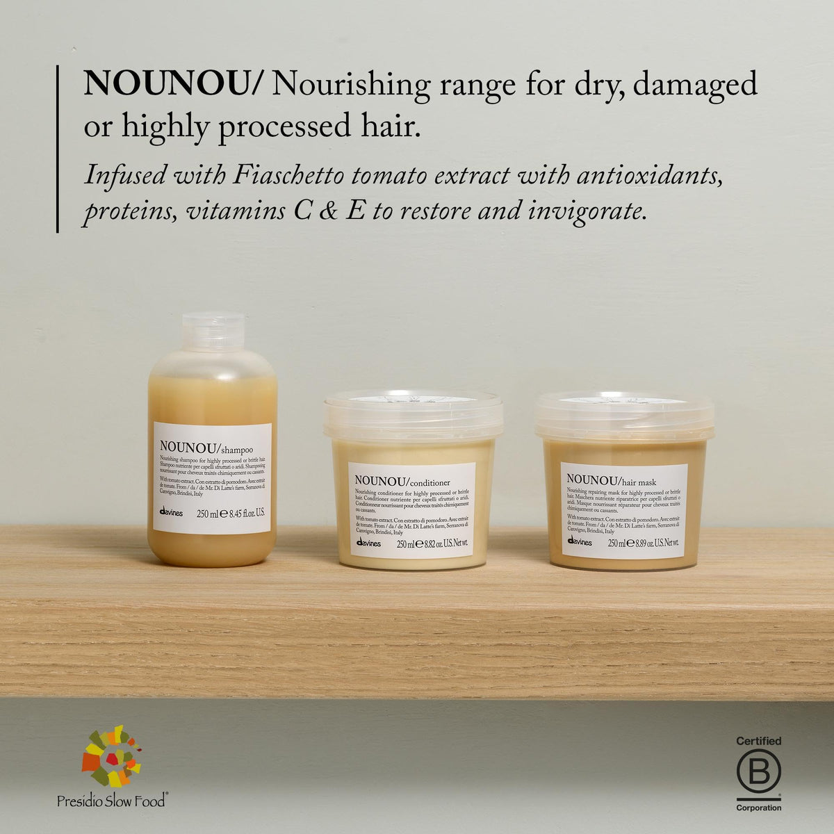 Davines NOUNOU size and scale 8.45 fl oz for value and portability
