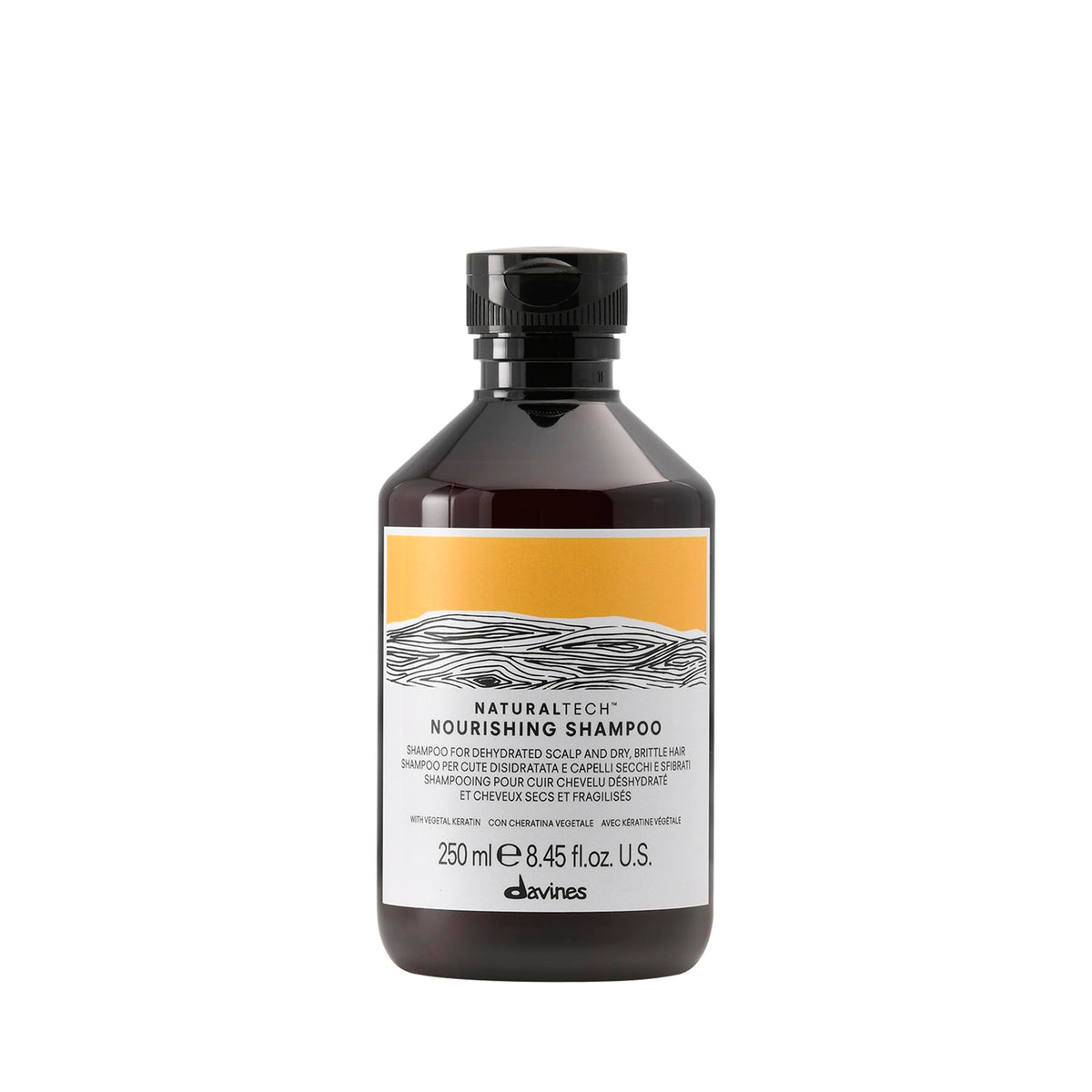 Davines bottle front packaging showing product and branding benefit: clear identification