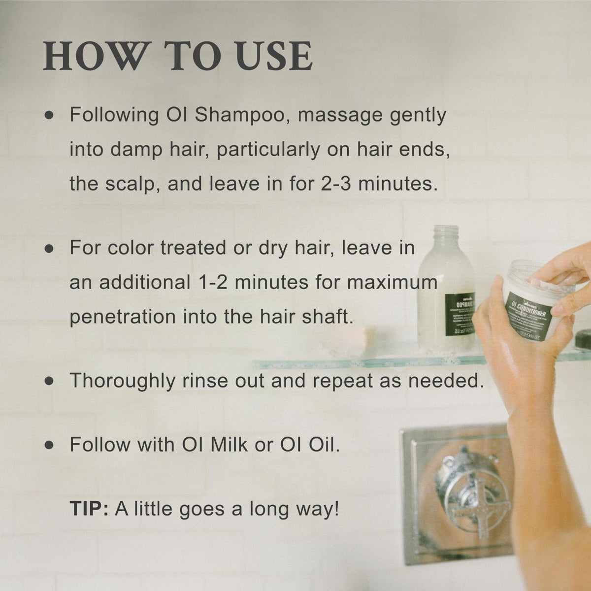 Davines conditioner being dispensed in hand for easy application and control