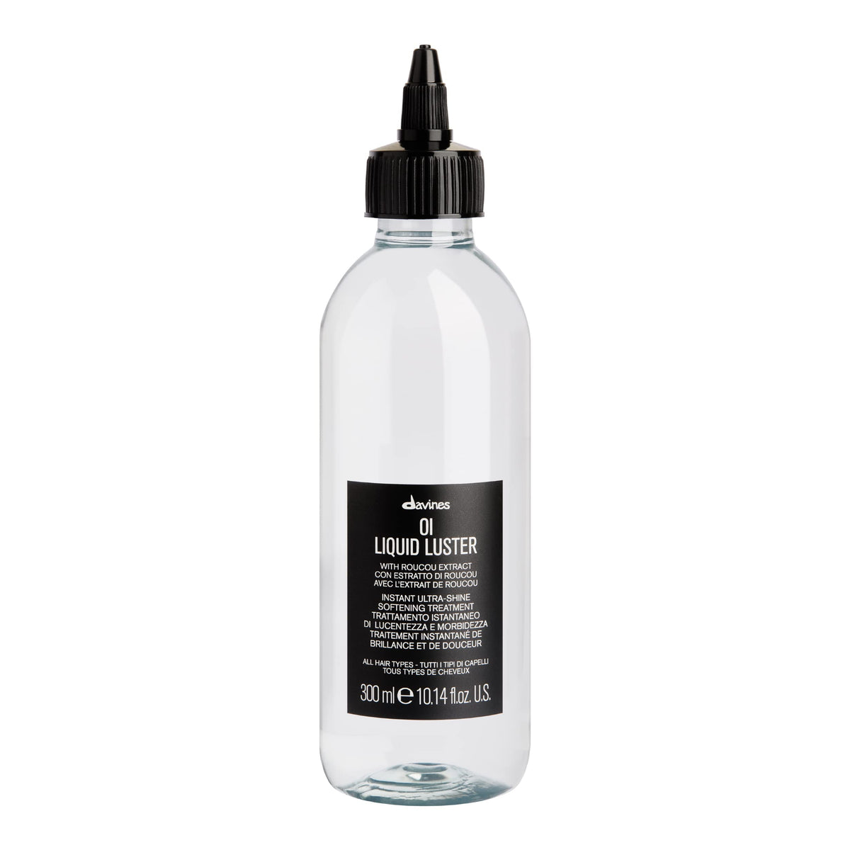 Davines OI Liquid Luster bottle front showing sleek packaging and promise of shine