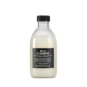 Davines OI Shampoo front bottle showing branding and packaging benefits