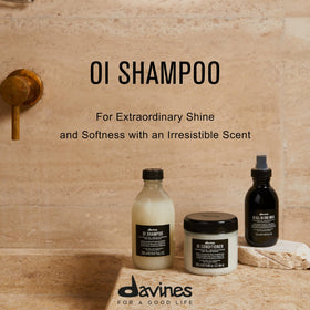 Davines OI Shampoo refill cap and nozzle close-up highlighting easy pouring