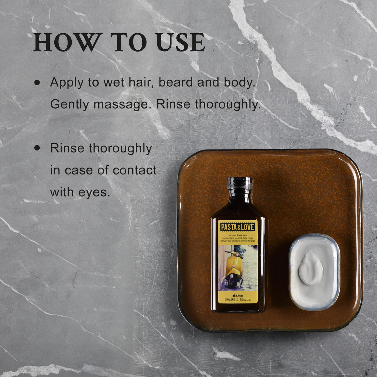 Davines product in shower setting delivering convenient all-in-one use