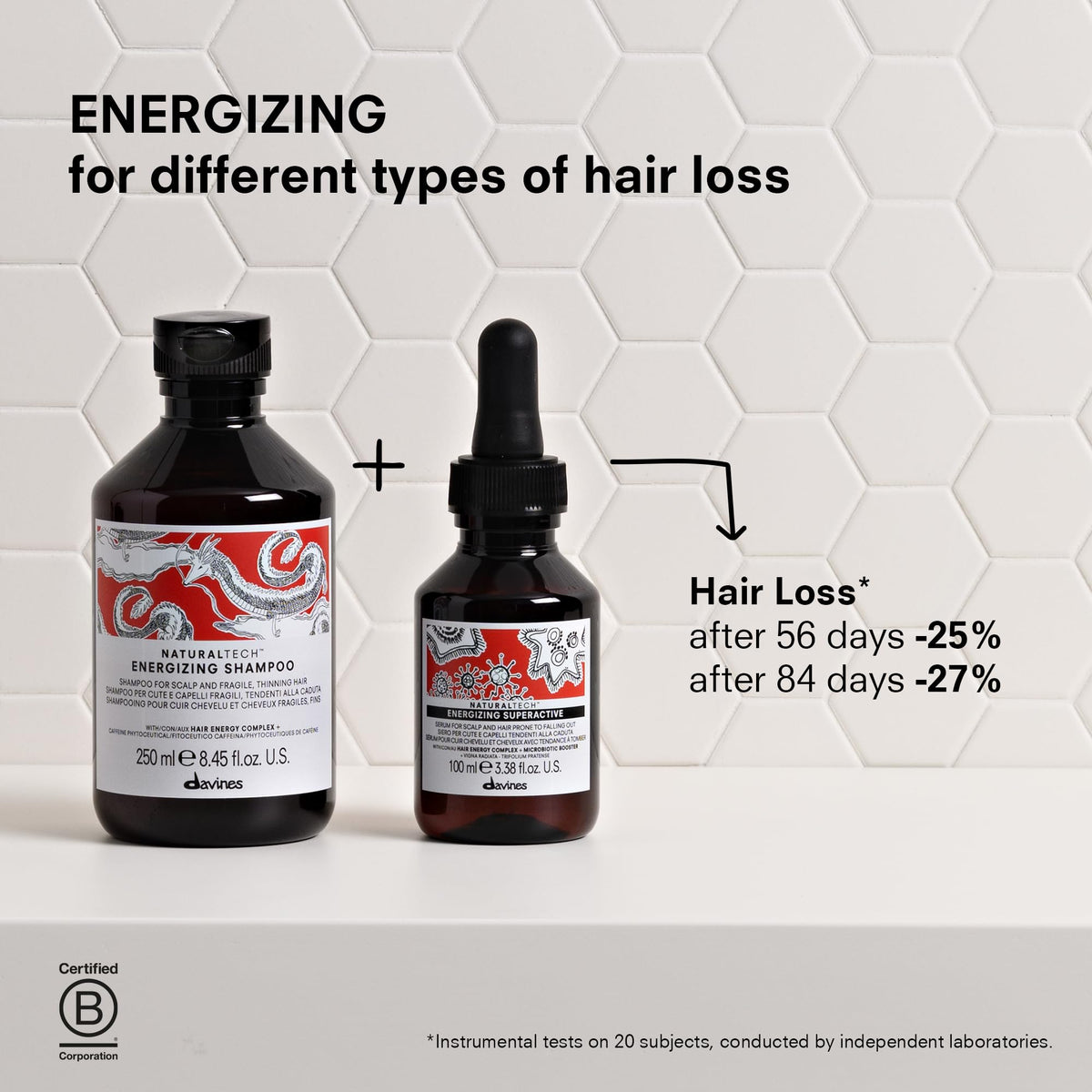 Davines product flatlay with botanical ingredients showing natural formulation benefit