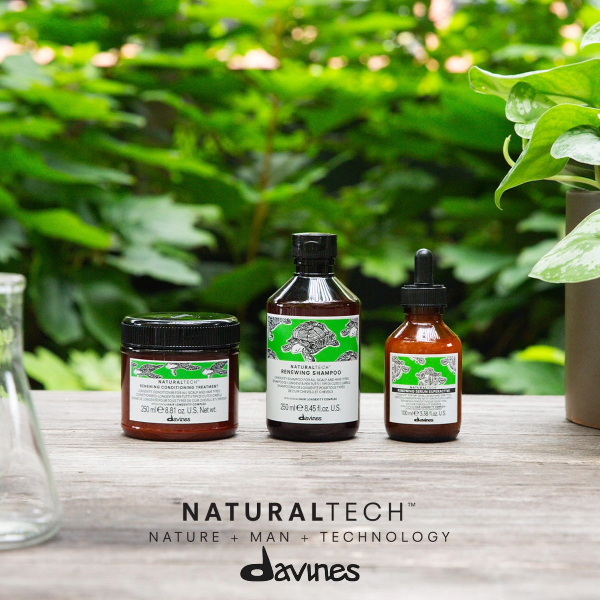 Davines renewing shampoo back label highlighting ingredients and directions