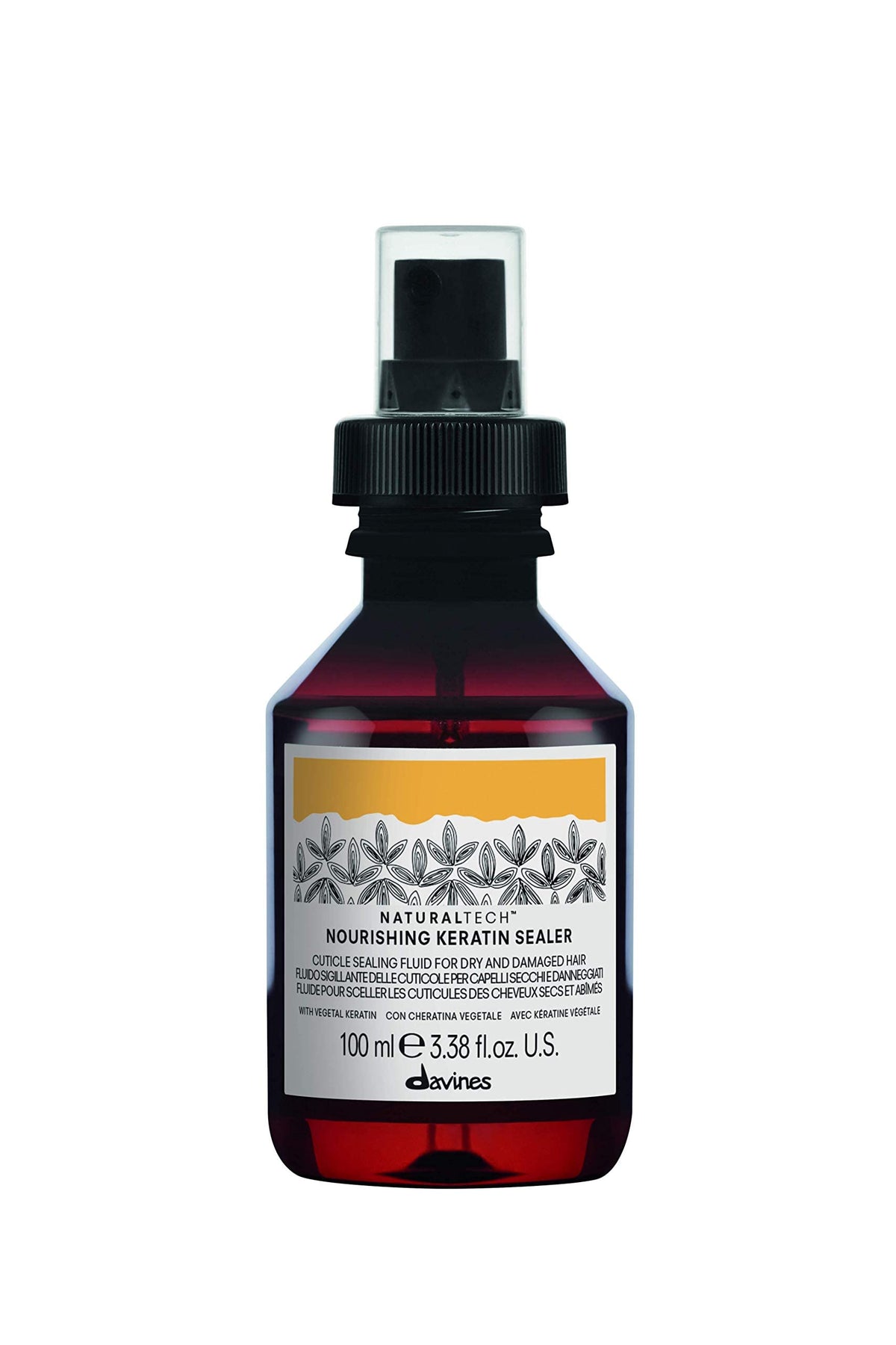 Davines sealer front packaging showing travel size and benefit of sealed cuticles