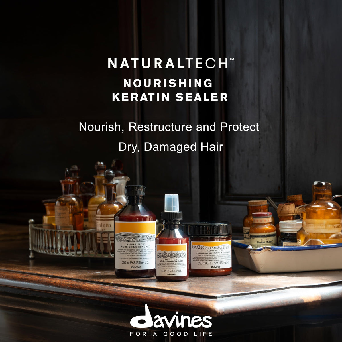 Davines sealer pump and cap detail highlighting controlled application benefit