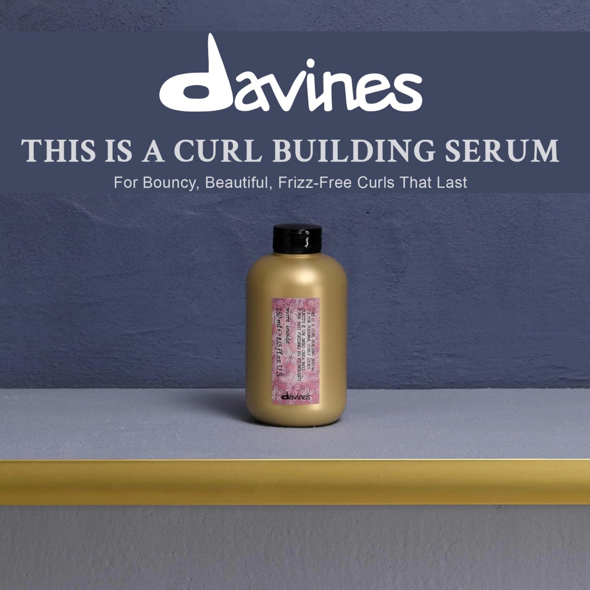 Davines serum texture on hand displaying lightweight spreadability benefit
