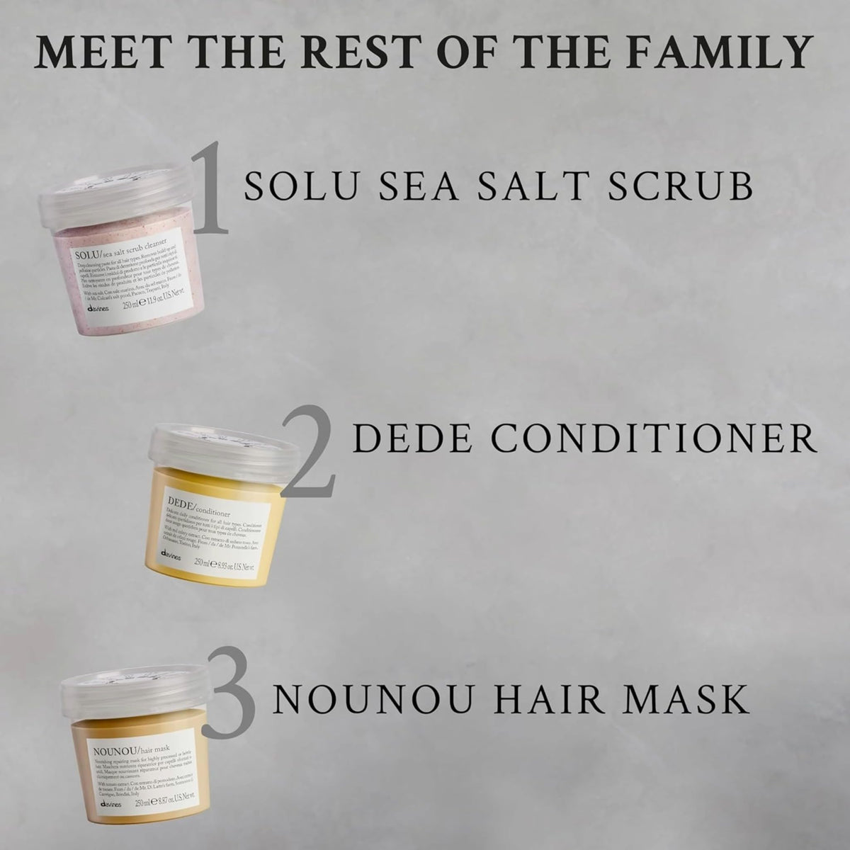 Davines SOLU bottle next to conditioner suggesting follow-up moisture
