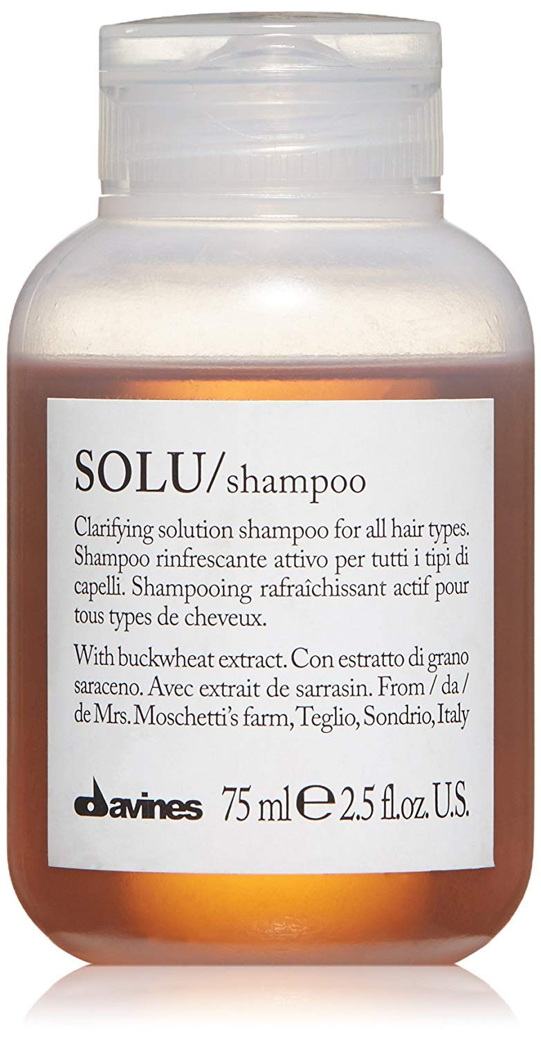 Davines SOLU front bottle showing travel-size convenience and clarity