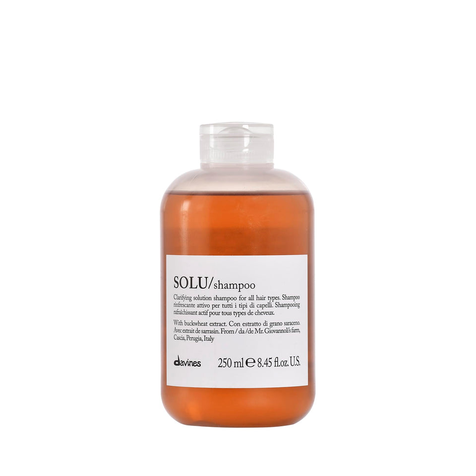 Davines SOLU front packaging showing product and size, conveys professional results