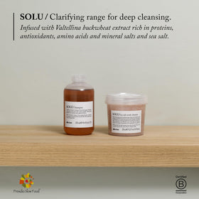 Davines SOLU before and after roots showing clearer scalp