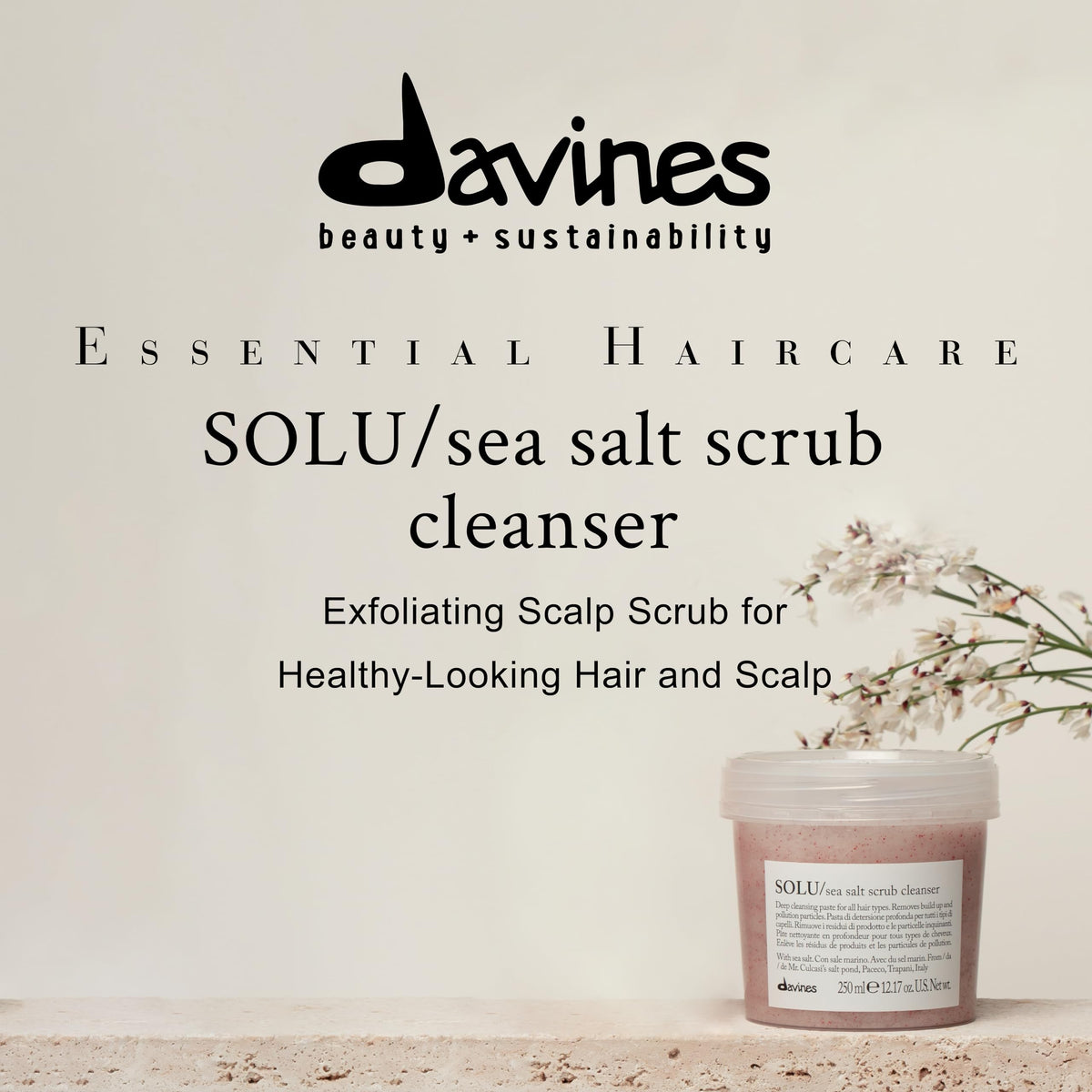 Davines SOLU open jar texture displaying paste and cleansing action