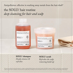 Davines SOLU size comparison 8.5 fl oz showing scale and travel-friendly volume