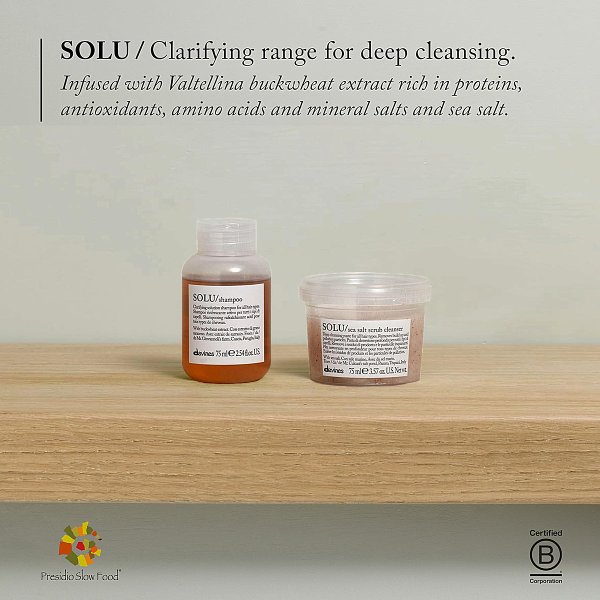 Davines travel-size tube sitting on towel for convenient portability