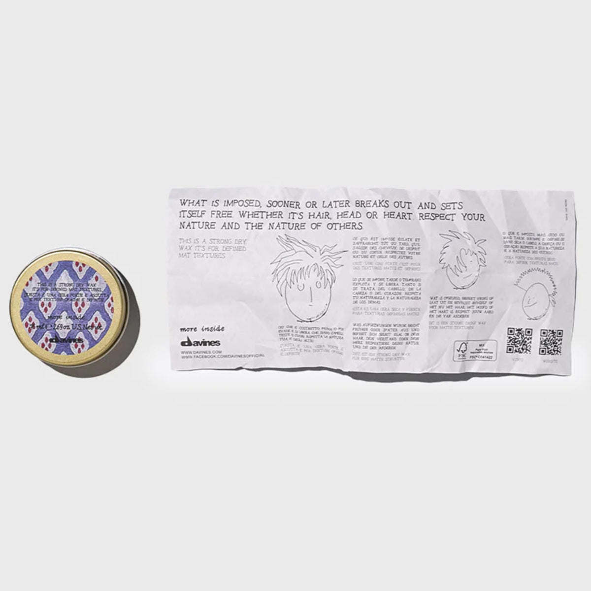 Davines wax texture in open jar showing dry, workable fibers benefit