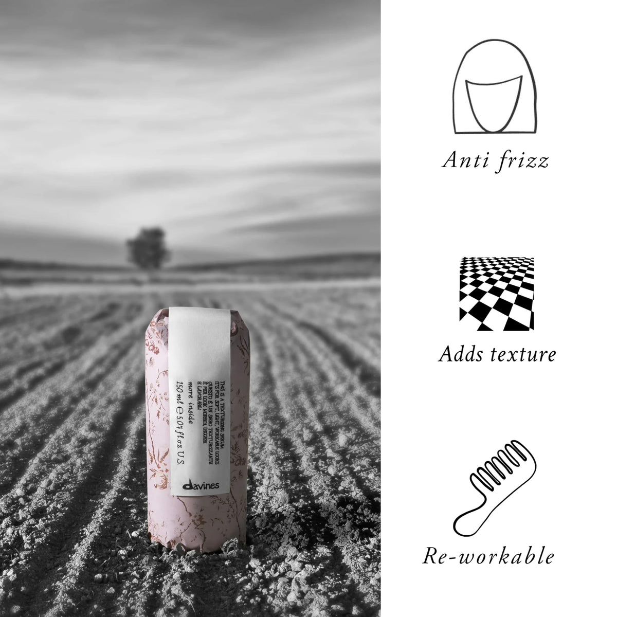Davines application on damp hair demonstrating added body and effortless texture