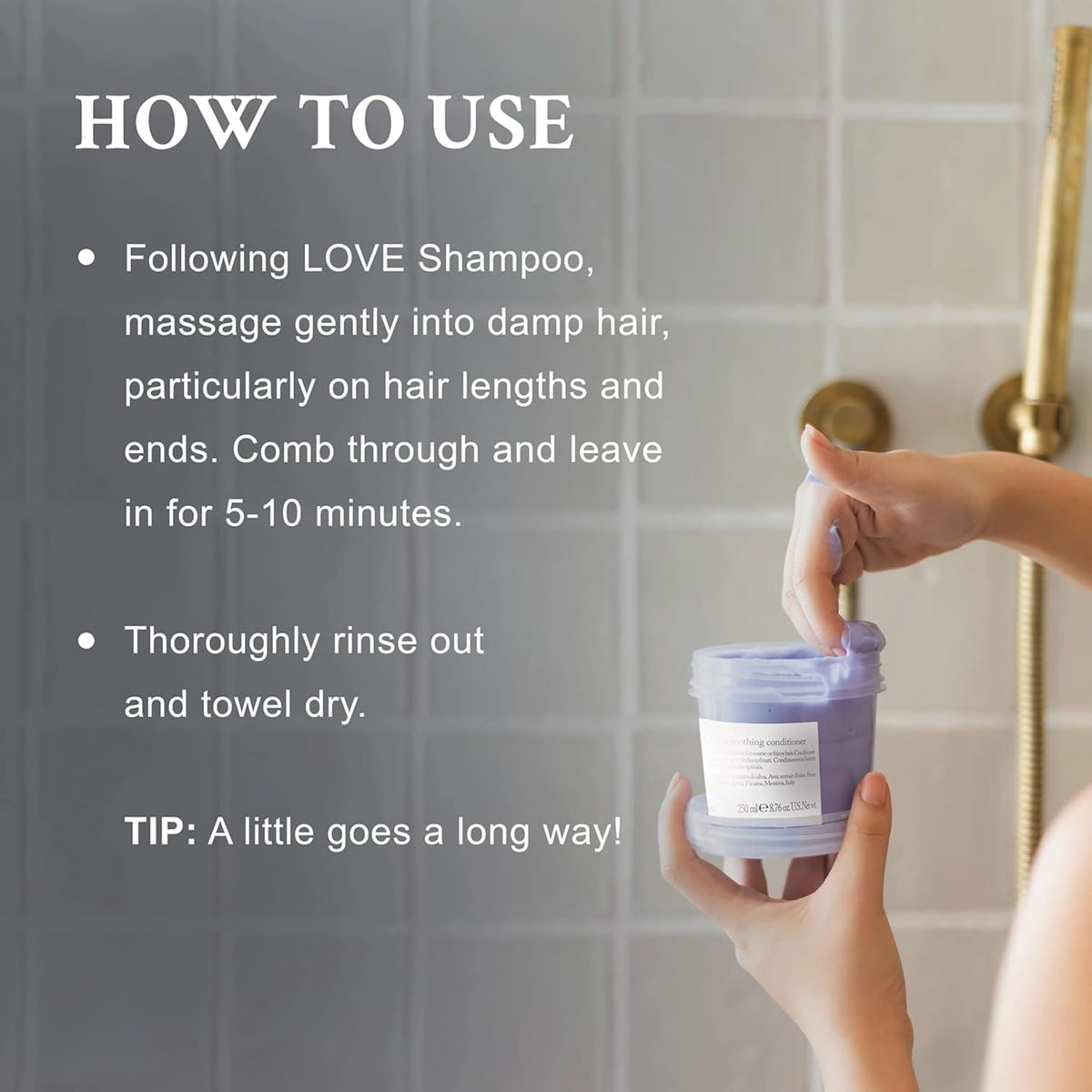 Davines 2.54oz bottle held in hand shows portable size benefit