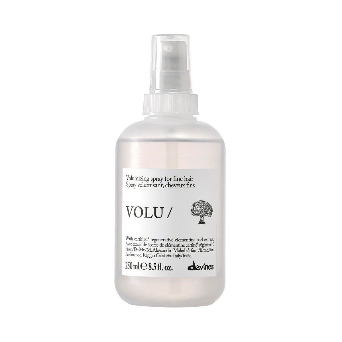 Davines front packaging showing bottle and label, highlights compact design