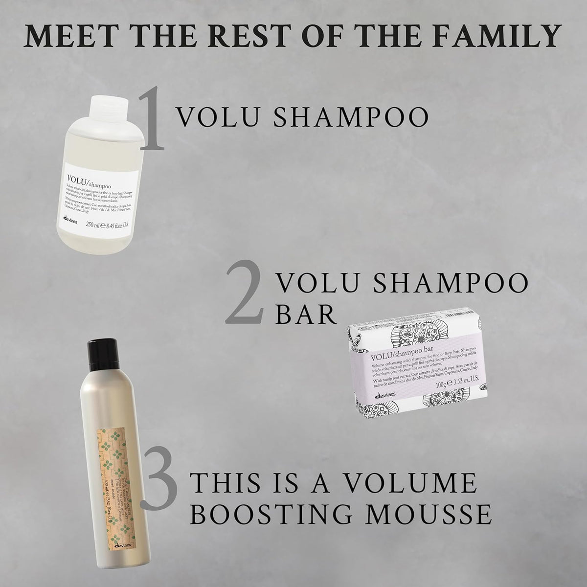 Davines VOLU turnip root ingredient close-up signaling volumizing action
