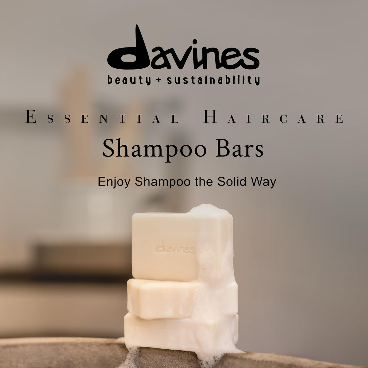 Davines VOLU shampoo bar label detail highlighting product information and benefit