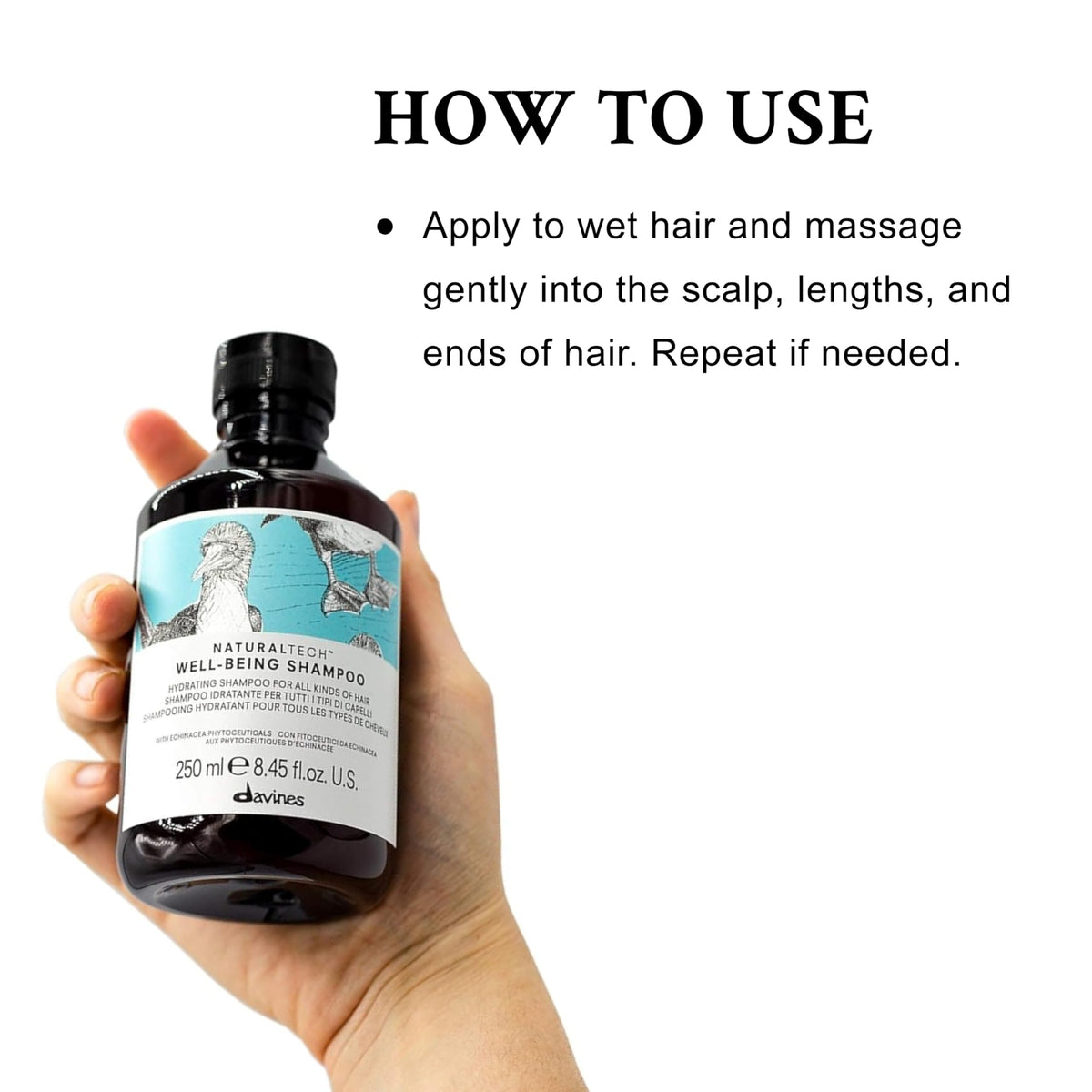 Davines shampoo lathered in hand to show easy distribution and cleansing