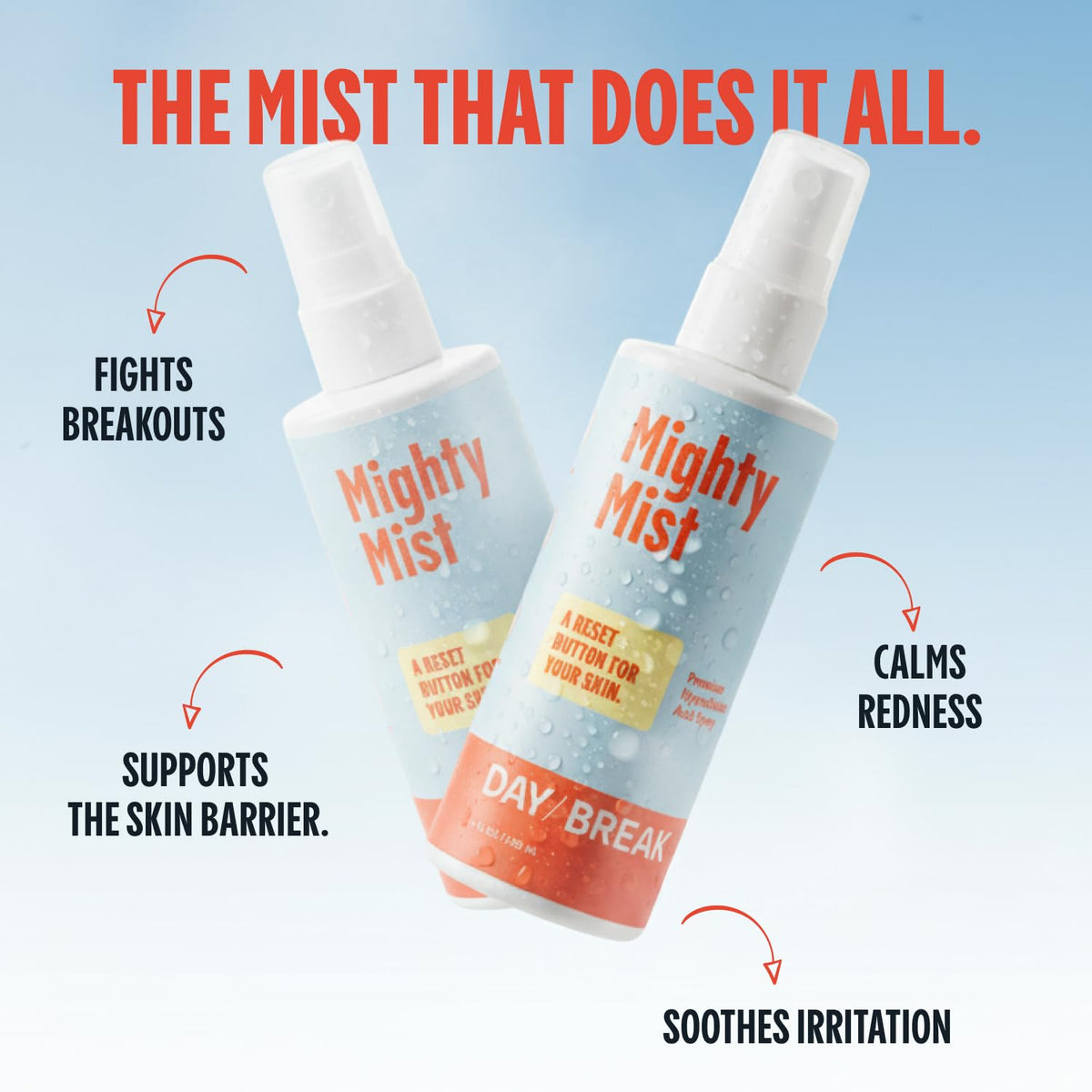 Daybreak Skincare close texture shot of clear, lightweight mist