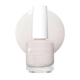 Dazzle Dry front bottle showing warm pale pink cream shade and label benefits