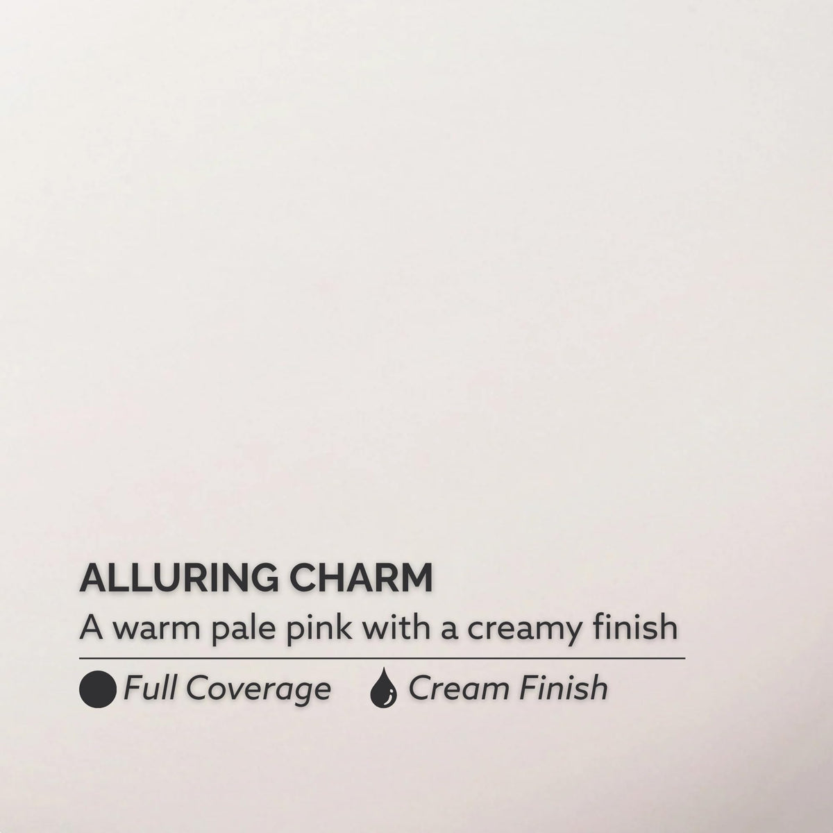 Dazzle Dry color swatch card displaying Alluring Charm opaque coverage and tone
