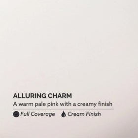 Dazzle Dry color swatch card displaying Alluring Charm opaque coverage and tone