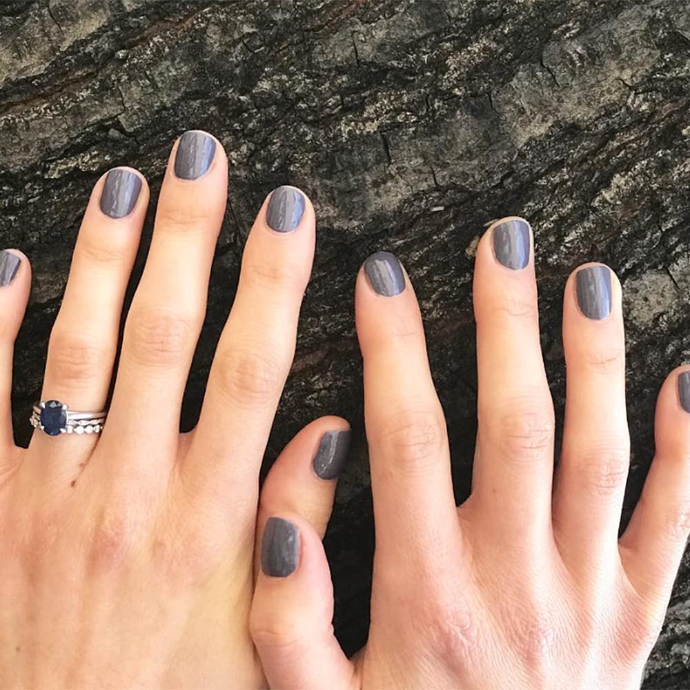 Before and after manicure using Dazzle Dry showing chip-resistant results
