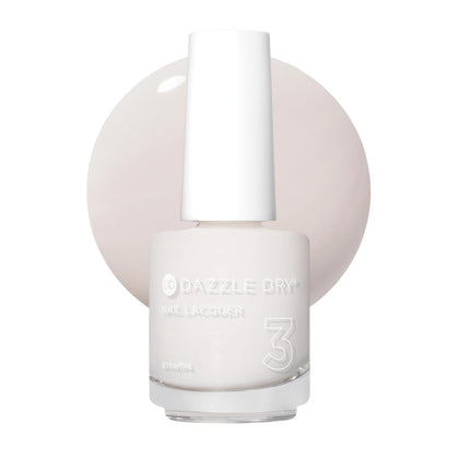 Dazzle Dry bottle front showing pale off-white cream shade and brand
