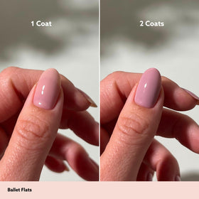 Manicure on natural fingertips wearing Ballet Flats showcasing elegant everyday mauve