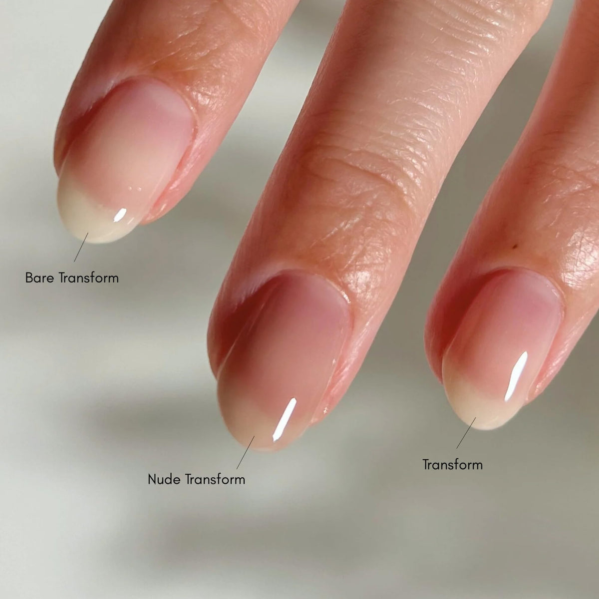 Dazzle Dry swatch on nail showing finished smooth natural polish appearance