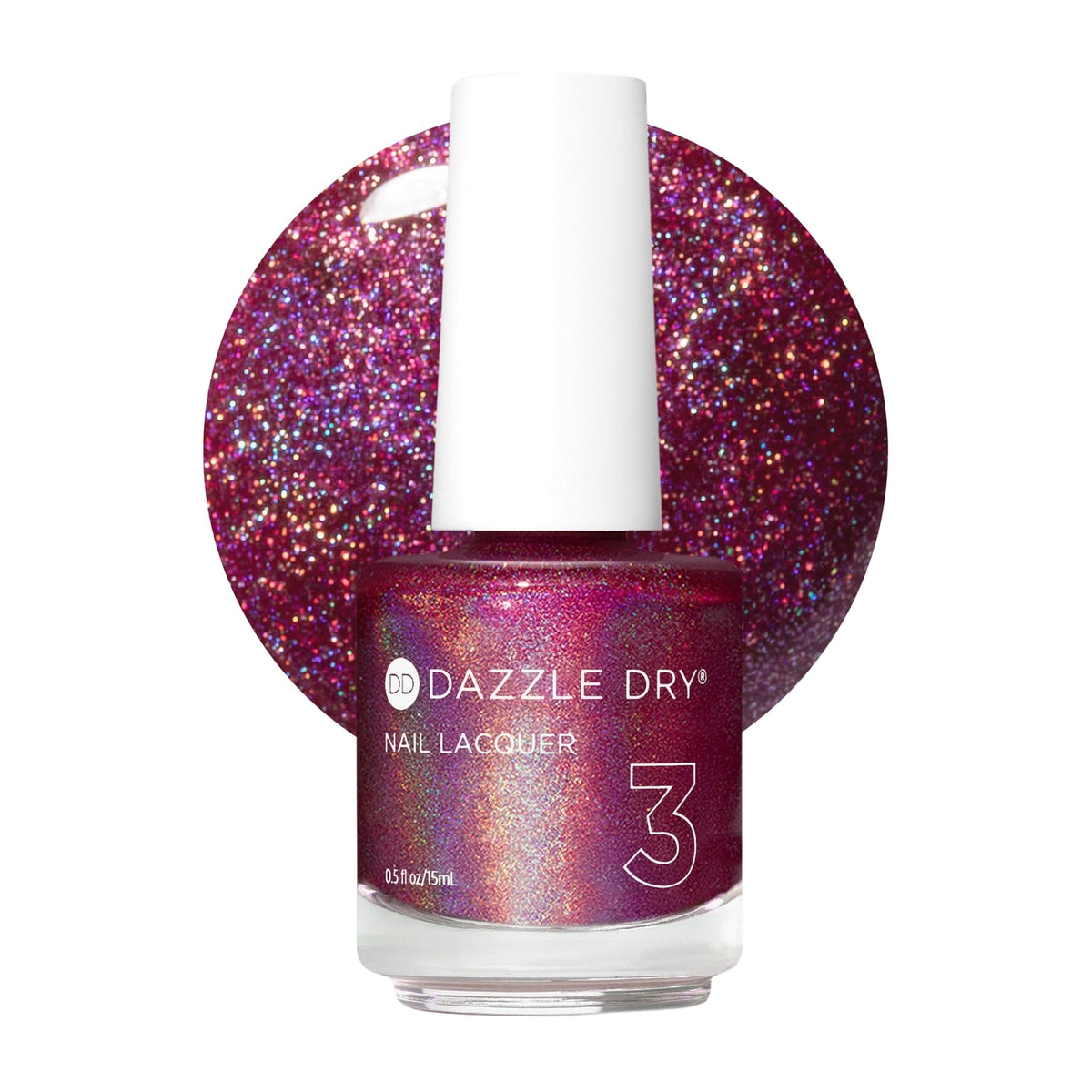 Dazzle Dry front packaging showing full-coverage holographic color and brand