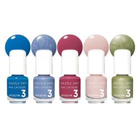 Dazzle Dry front packaging showing the five mini lacquer bottles and brand