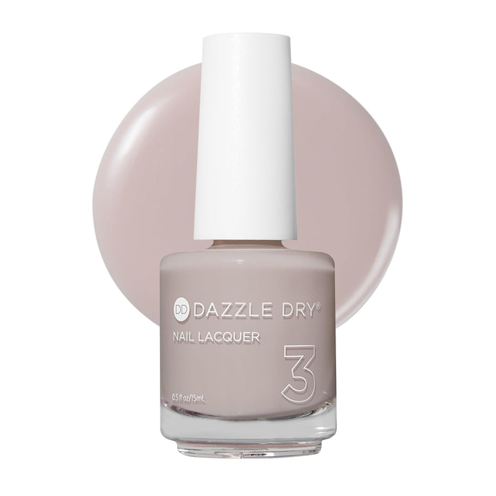 Dazzle Dry bottle front view showing Chiffon Moment taupe shade and benefit long-wear