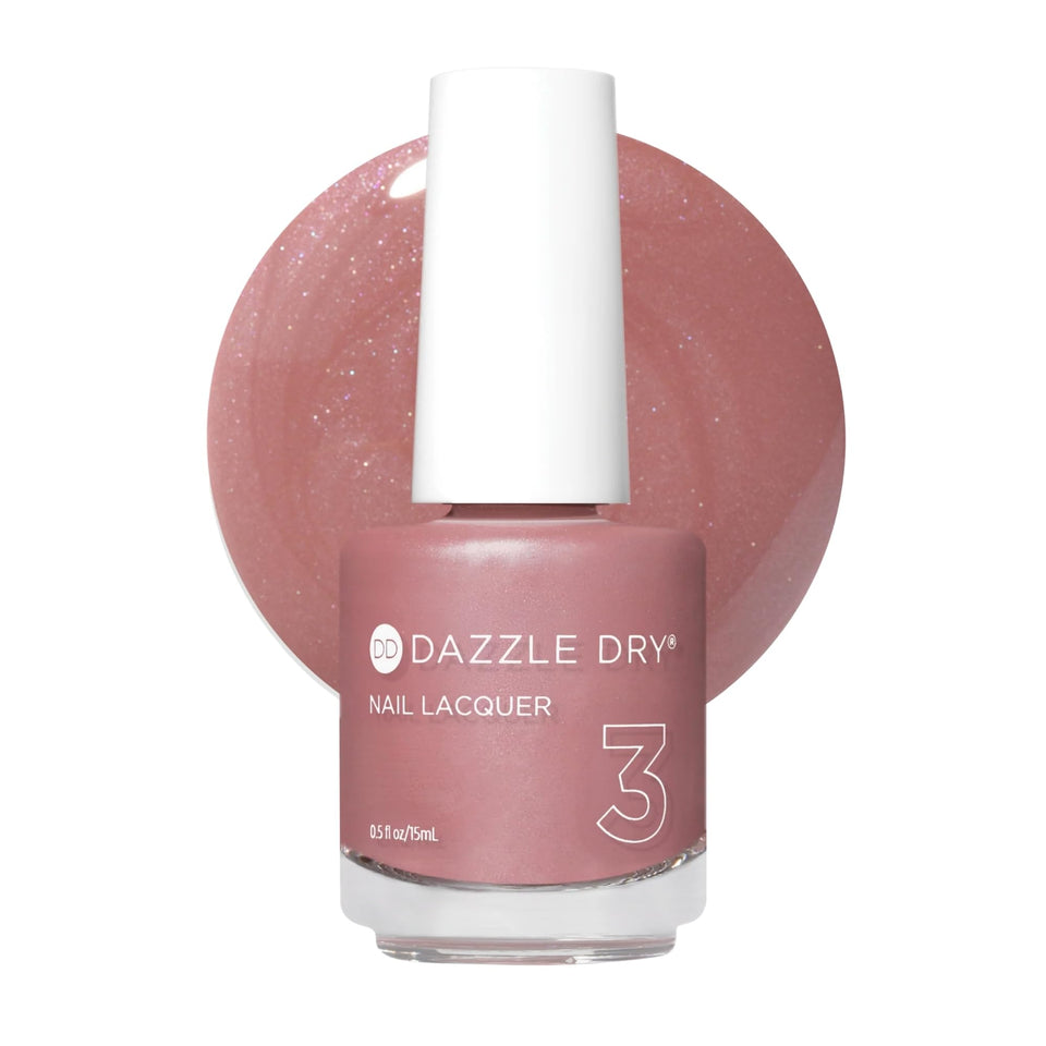 Dazzle Dry Day Dreaming front bottle showing label and mauve shimmer benefit