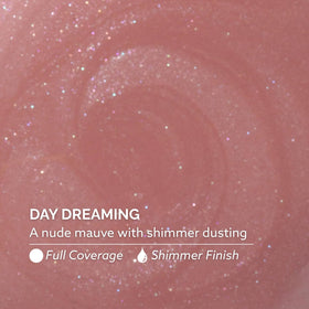 Dazzle Dry swatch on nails showing wearable nude mauve and long-wear benefit