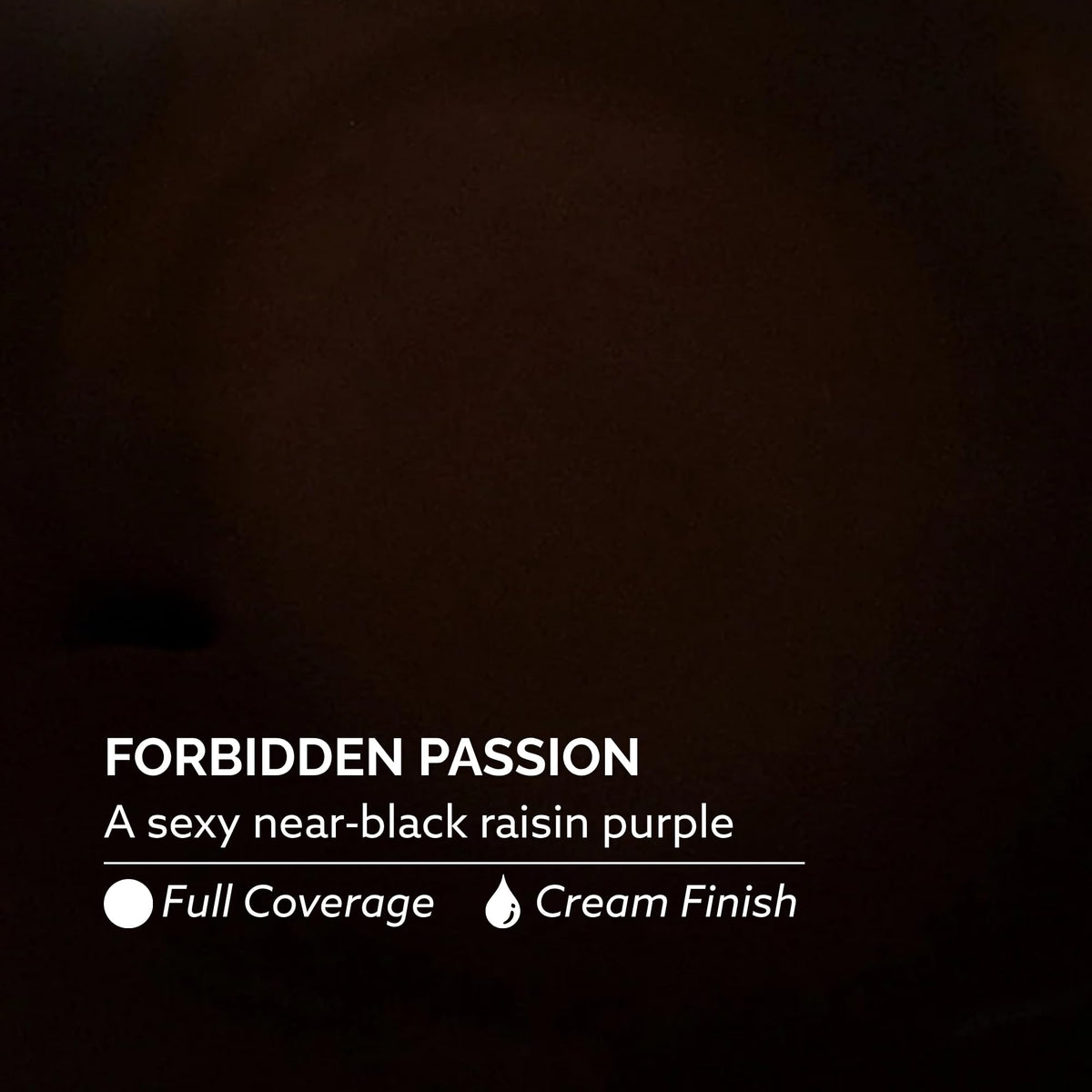 Dazzle Dry Forbidden Passion swatch showing deep raisin purple payoff