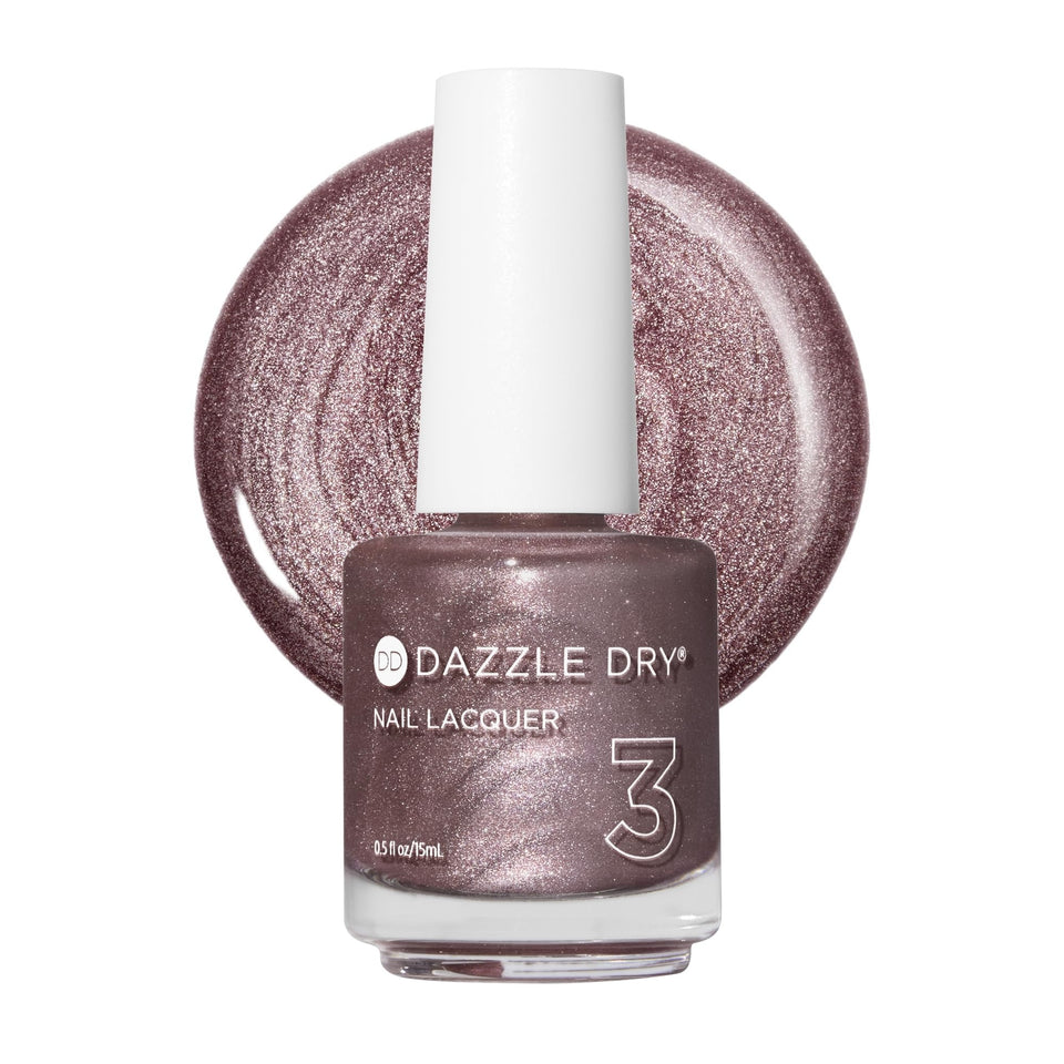 Dazzle Dry front bottle showing rose gold metallic and easy application
