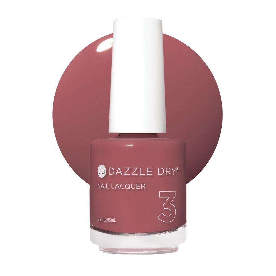 Dazzle Dry Heart's Caress front bottle showing dusty rose color and brand benefits
