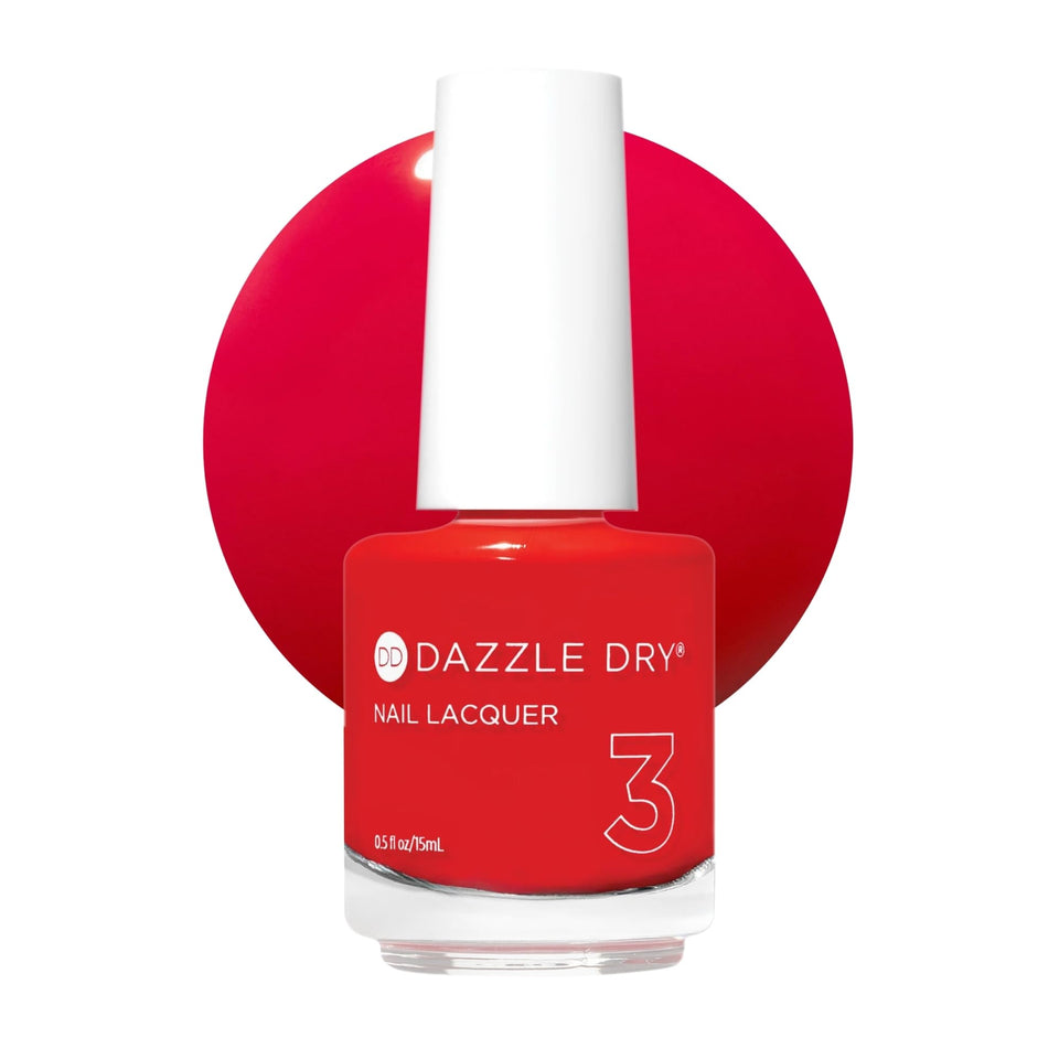 Dazzle Dry Holly Berry bottle front view showing true red color and branding benefit