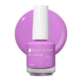 Dazzle Dry bottle front packaging showing orchid purple color and label benefit