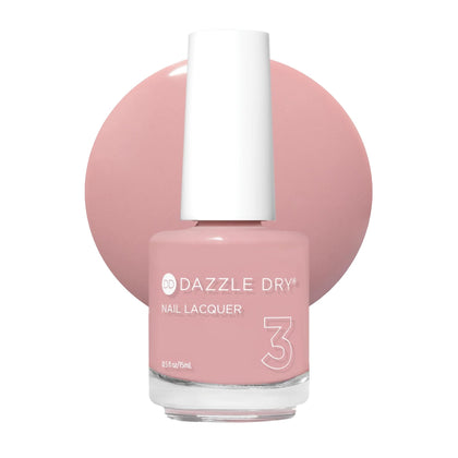 Dazzle Dry bottle front view showing Less is Mauve shade and benefits
