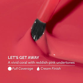 Dazzle Dry close-up nail swatch demonstrating full-coverage coral finish